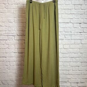 LILLUSORY Women's 2XL Wide Leg Drawstring Pants Rayon Linen Blend Boho Relaxed